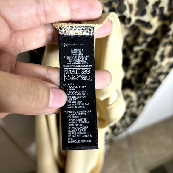 Forever 21 Tan Leopard Print Strapless Maxi Dress Sz M - Picture 5 of 9